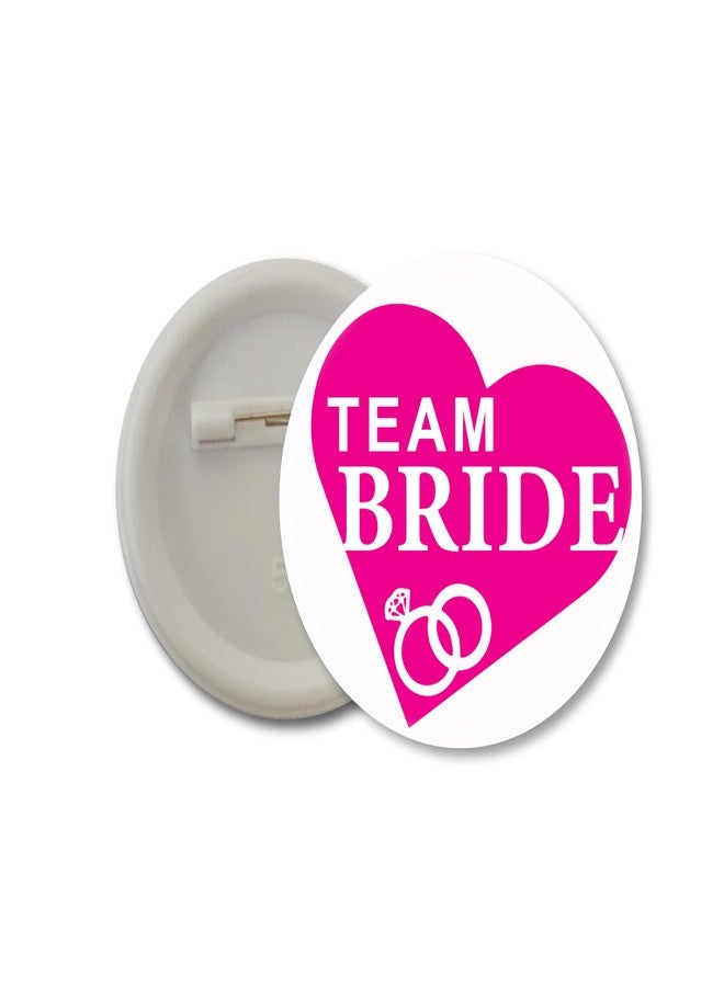 D2C Wedding Party Badges Set, Team Bride and Team Groom Heart Design Pins, Pink and Blue, (Team Bride, 10)